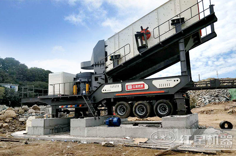 移動式石子破碎生產(chǎn)線，圓錐破+篩分