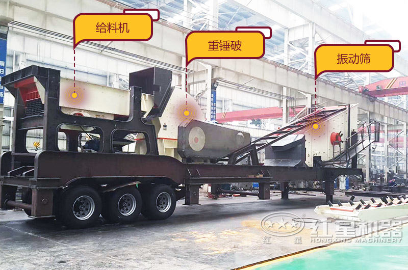 移動重錘式破碎機，給料+破碎+篩分+傳輸，一機等于一條生產(chǎn)線