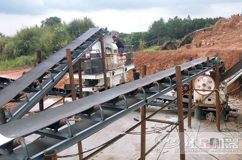 細(xì)鄂破機(jī)+沖擊式破碎機(jī)，破碎花崗巖